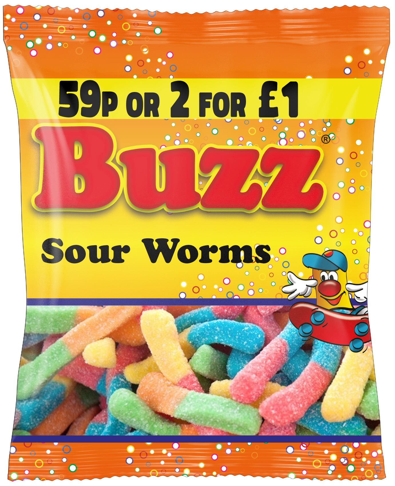 Buzz Sweets Super Sour Worms | Kids Bags