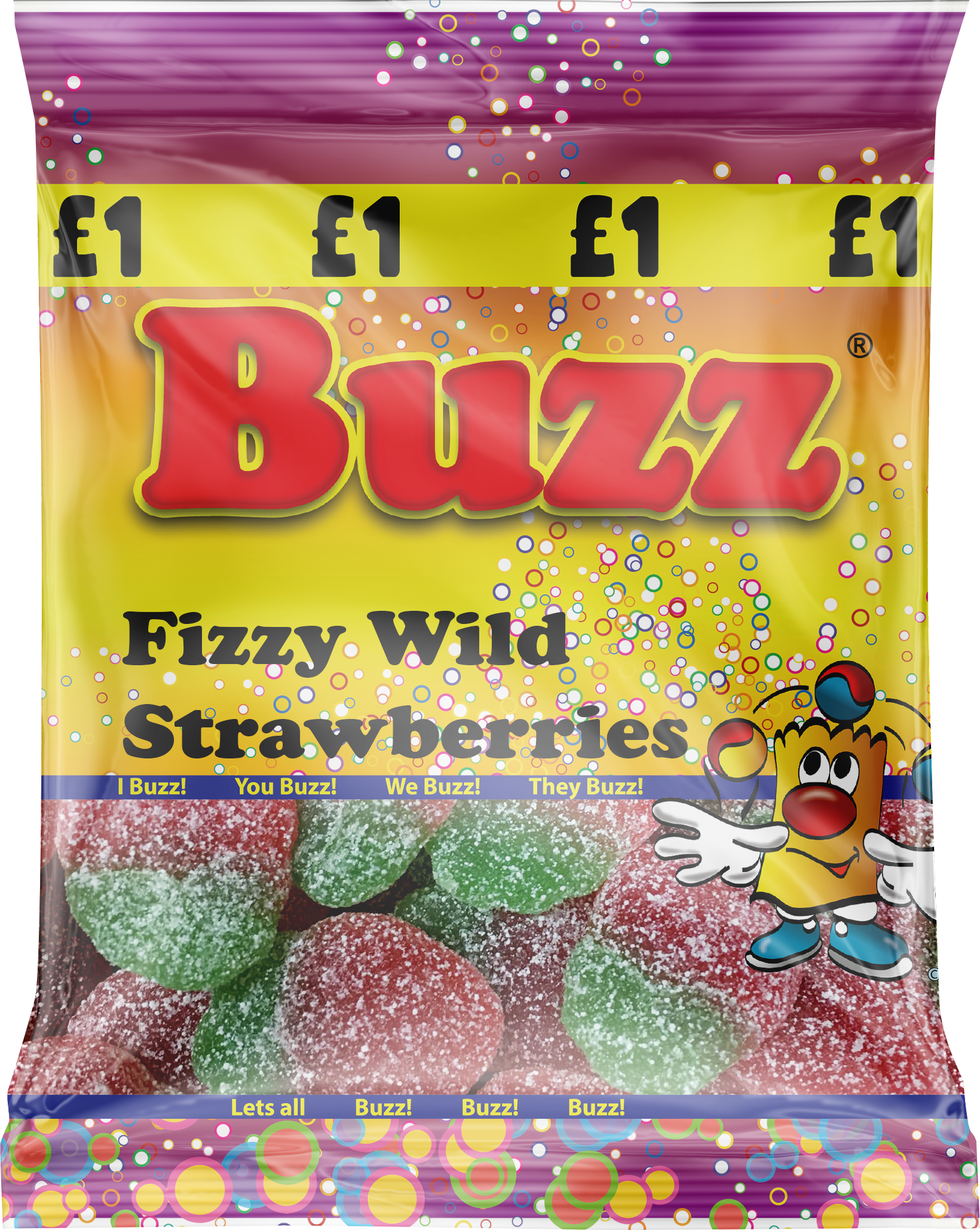 Buzz Sweets Fizzy Wild Strawberries | Share Pack