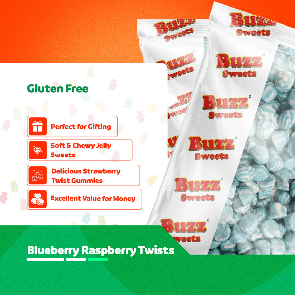 Buzz Sweets Blueberry Raspberry Twists | Bulk Bag