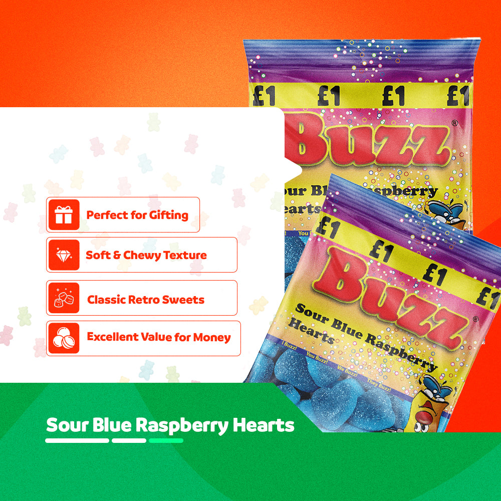 Buzz Sweets Sour Blue Raspberry Slices | Kids Bags