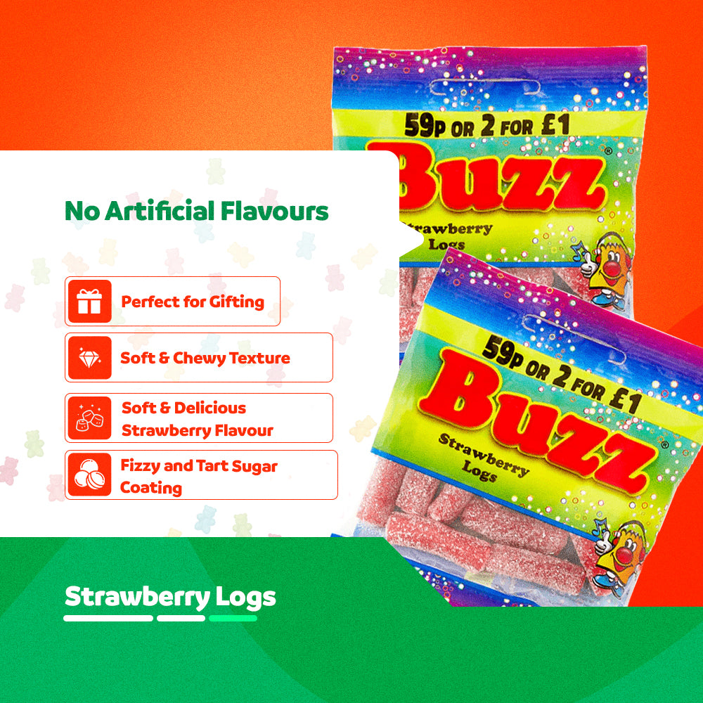 Buzz Sweets Strawberry Logs | Kids Bags