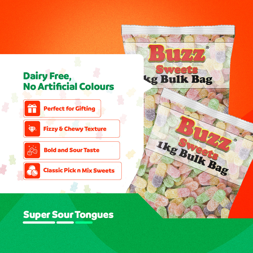 Buzz Sweets Super Sour Tongues | Bulk Bags
