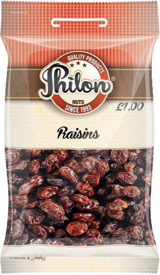 Packet Of Raisins By Philon Nuts. Sell for £1.00 Per Packet.