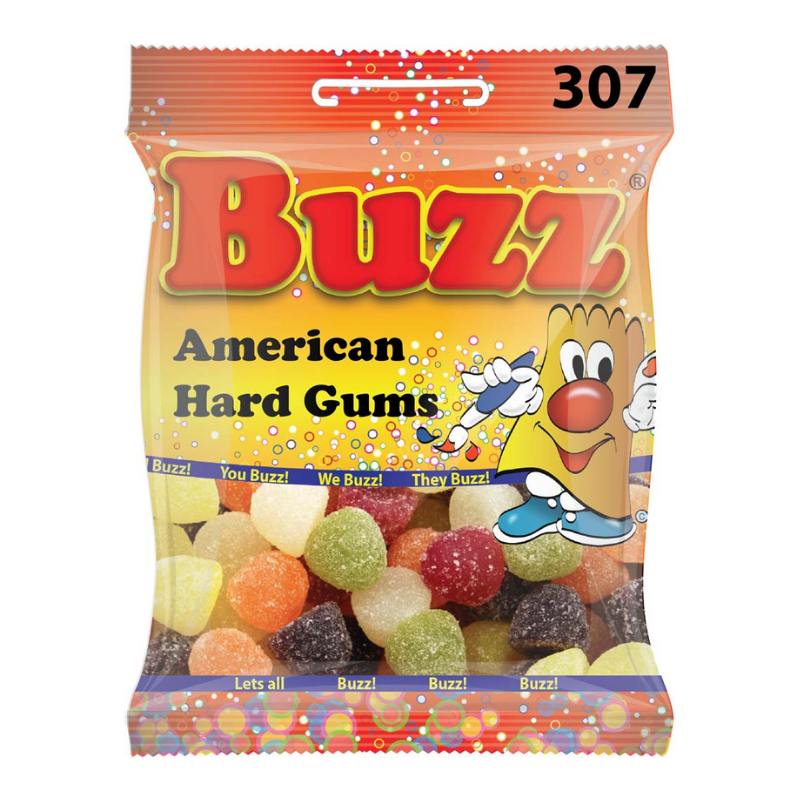 10 Packets Of Hard Gums by Buzz Sweets. Sell at £1 Per Packet.